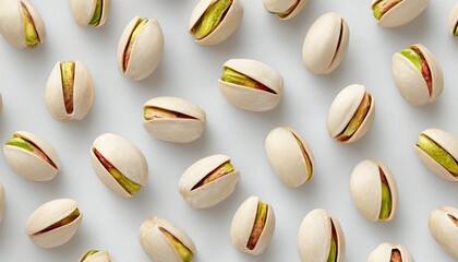 Pistachio Nuts On A Clean White Background: A Close-Up Of Delightful Pistachios In Their Shells, Perfect For Snacking And Baking