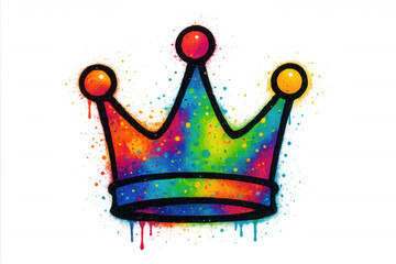 Colorful Rainbow Graffiti Crown Illustration