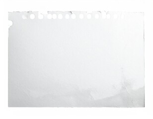 Torn sheet, paper from spiral notebook, white background