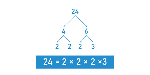 Prime Factor Tree of 24 in mathematics.