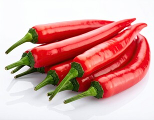 Pile of vibrant, glossy, ripe red chili peppers
