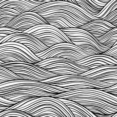 Hand drawn seamless black and white pattern with abstract flowing lines, organic textile texture and wavy motif, mixed media design for fabric, wallpaper, wrapping paper, fashion prints and decorative