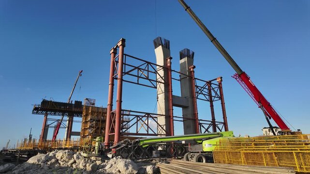 bridge under construction ,time lapse