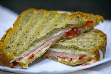 Traditional Brazilian sandwich known as misto quente, very common in roadside snack bars and school cafeterias. Fast food