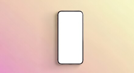 Modern smartphone mockup with blank screen on soft gradient background