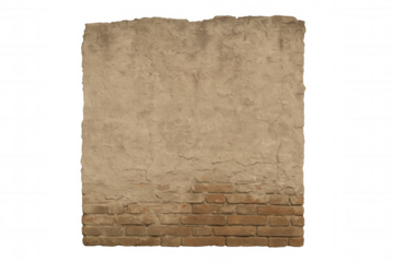 Old stone wall texture with weathered plaster and exposed red bricks, creating a rustic background
