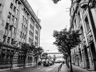 神戸元町、旧居留地あたりの景観　モノクロで撮影 © Takamori Miyagishi 