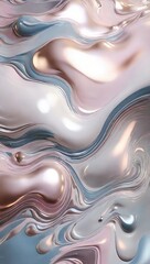 Abstract Liquid Metal Waves Shimmering Pearl and Rose Gold Texture Background for Modern Design