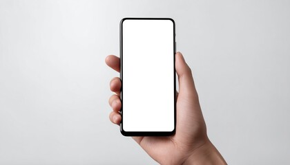 Blank Screen Phone Being Held With Hand, Isolated On White Background With Clipping Path. Ideal For Digital Communication Concepts. Perfect For Mockups.