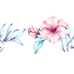 Seamless pattern background wallpaper featuring tropical flowers, vibrant colors, and summer vacation vibes perfect for relaxation and festive occasions