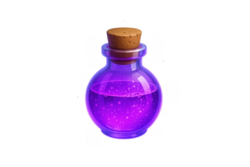 Purple magic potion bottle with cork stopper