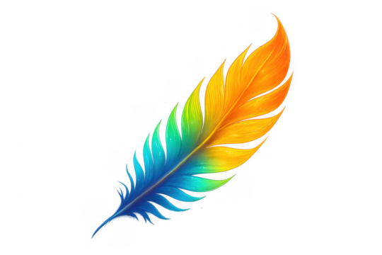 Feather showing vibrant rainbow gradient colors