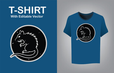 Toxic rat mascot logo glowing radioactive green design for t-shirt apparel mockup