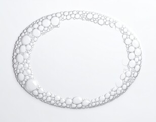 Oval of clear bubbles on light surface. Simple, clean