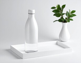 White bottle/vase still life on tray