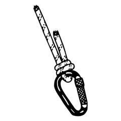 climbing rope attached to a locking carabiner - Munter hitch style