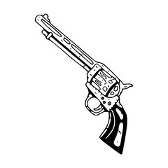 vintage cowboy six shooter gun illustration