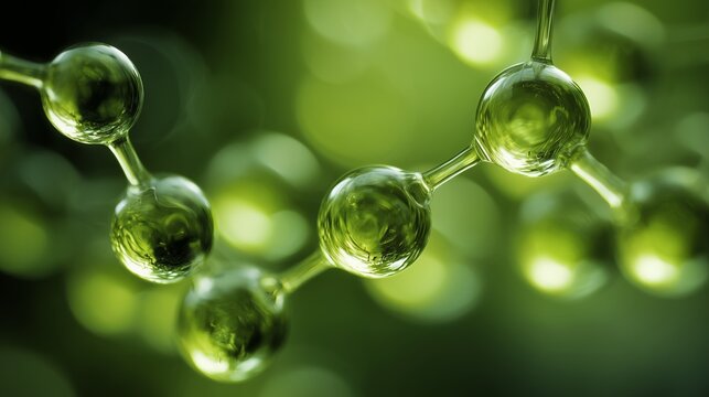 green molecular structure with natural chemistry concept and scientific background