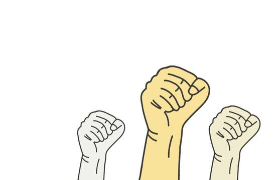 animation of clenched fist and demonstration, concept of demo hand
