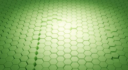 Green Hexagonal Pattern Abstract Background with Glowing Effect