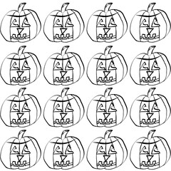 Sharp Tooth Jack O'Lantern pattern in black and white