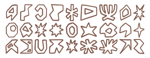 Abstract hand drawn shapes with rough brush stroke, minimal modern cutout style