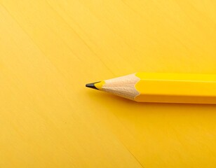 Single yellow pencil on a yellow background