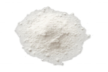 Fototapeta premium White powder ingredient forming a heap, isolated on transparent background, for cooking and baking concepts