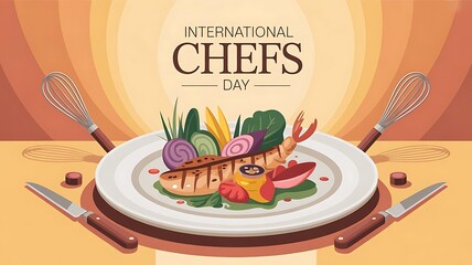 International chefs day festival poster design, web banner, header, social media template, created with generative ai