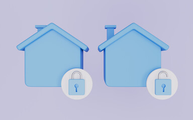 House protection, Apartment smart guard or defense padlock, Lock and unlock padlock concept