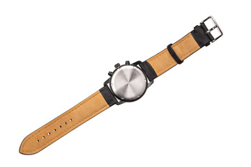 Black chronograph watch back view