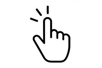 Hand cursor pointer icon clicking action, symbol for selecting and pressing elements in web interface, transparent background