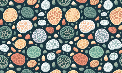Colorful Textured Geological Stones and Pebbles Seamless Pattern