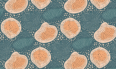Intricate Hand Drawn Abstract Cells with Line and Dot Texture