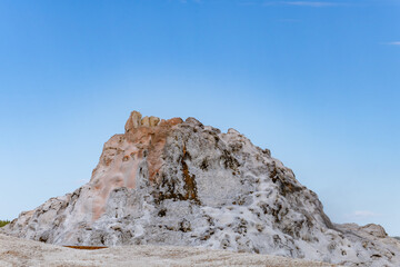 White Dome Geyser, Firehole Lake Drive. Lower Geyser Basin. Yellowstone National Park, Wyoming.  hot-spring deposits. Extremophile. 