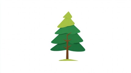 Fototapeta premium Illustration of a stylized evergreen tree with green needles and brown trunk.