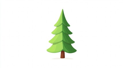 Cartoon illustration of a green Christmas tree with a brown trunk, isolated on white.