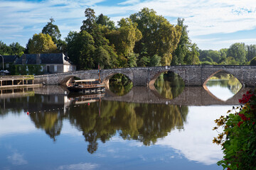 Bridge and river in the town of Terrasson in the Dordogne region of France