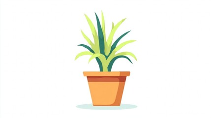 Obraz premium Illustration of a potted plant with green and yellow leaves.