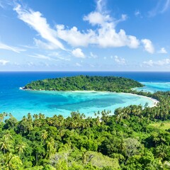 Tropical island bay, vibrant colors