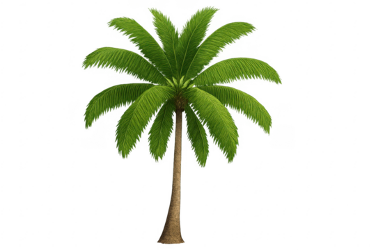 Green palm tree plant with transparent background