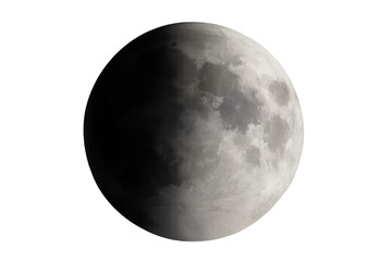 Moon during partial lunar eclipse with transparent background