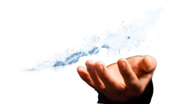 Hand Holding Abstract Digital Growth Concept. Isolated on transparent background, png