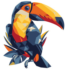 Colorful toucan with a geometric beak in a vector style design for nature lovers