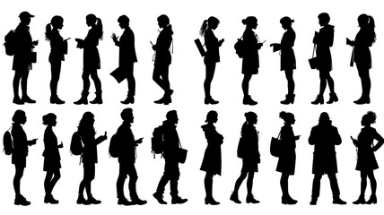 Collection of vector silhouettes of doctors in various poses and activities