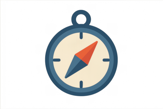 Compass icon showing navigation and successful direction - Powered by Adobe