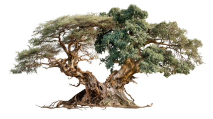 African acacia tree on transparent background