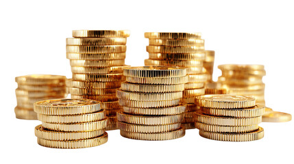 Stacked golden coins symbolizing money growth on transparent background