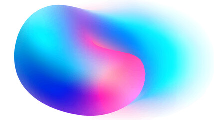 A smooth, abstract shape with a gradient of blue and pink colors, creating a soft and fluid appearance isolated on white background