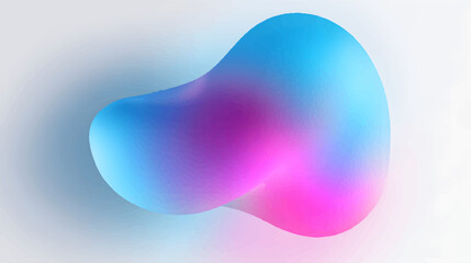 A smooth, abstract shape with a gradient of blue and pink colors, creating a soft and fluid appearance isolated on white background